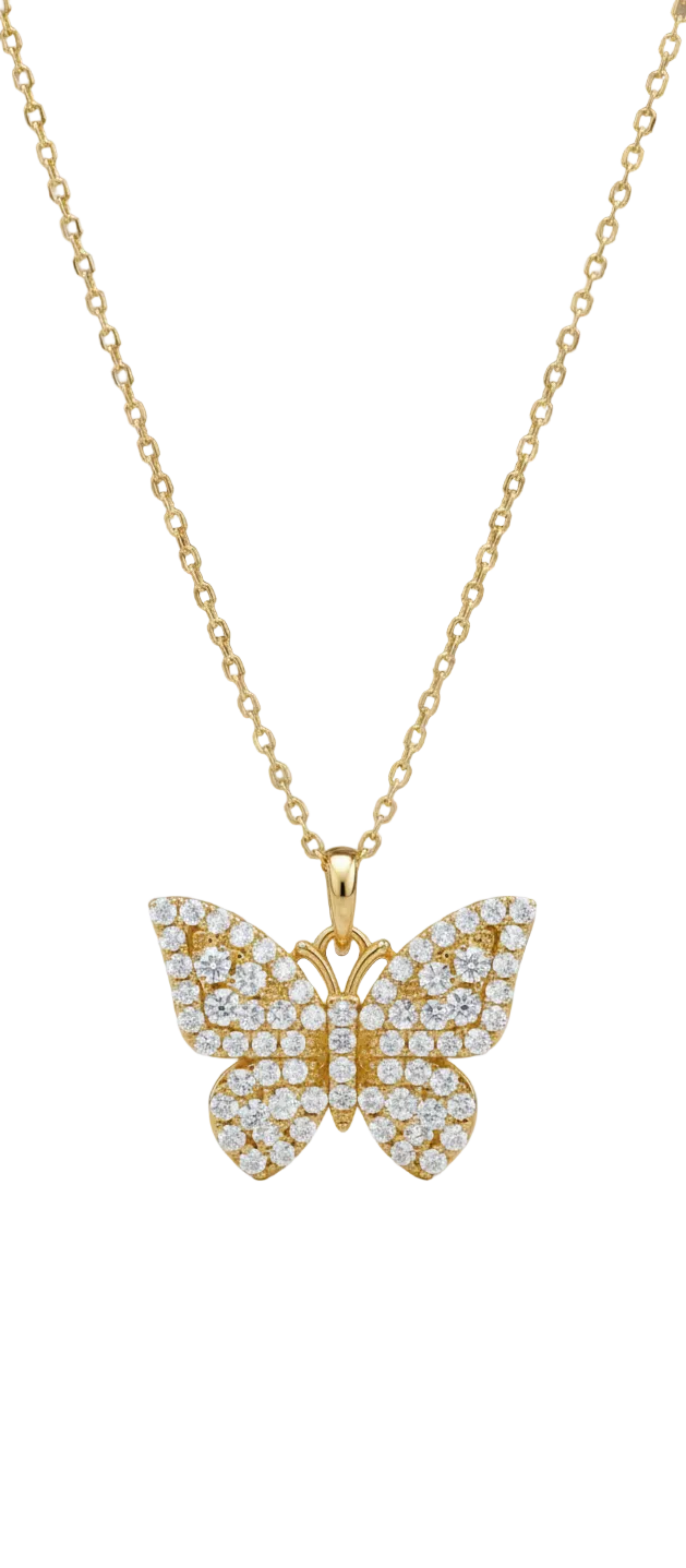 0.300 Ct Butterfly Pave Lab-Grown Diamond Necklace