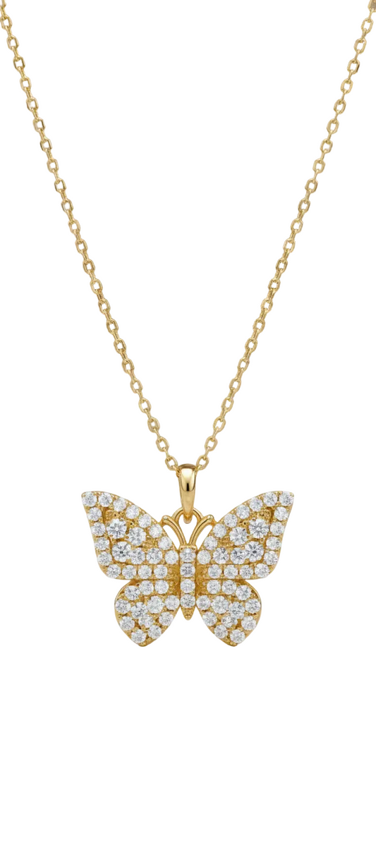 0.300 Ct Butterfly Pave Lab-Grown Diamond Necklace