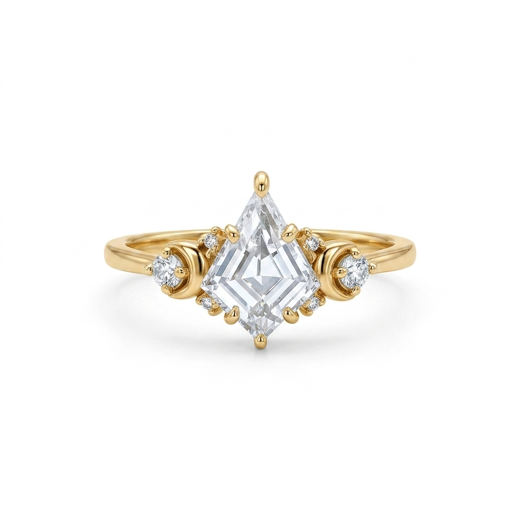 1.20ct Kite Cut Lab Grown Diamond Engagement Ring 14k Rose Gold Ring
