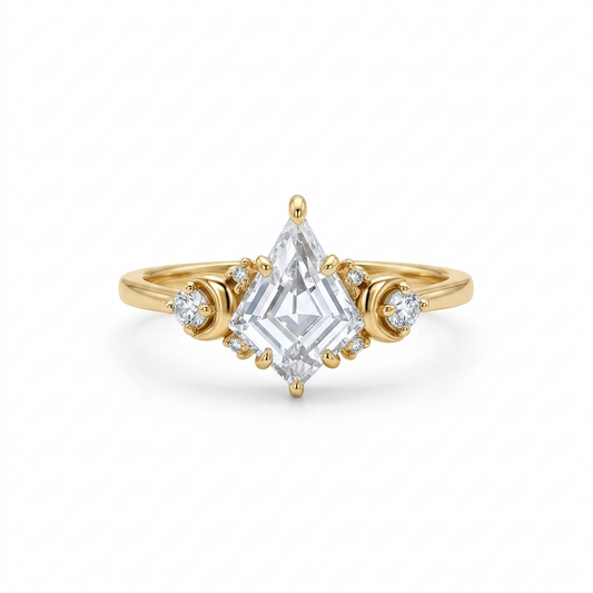 1.20ct Kite Cut Lab Grown Diamond Engagement Ring 14k Rose Gold Ring