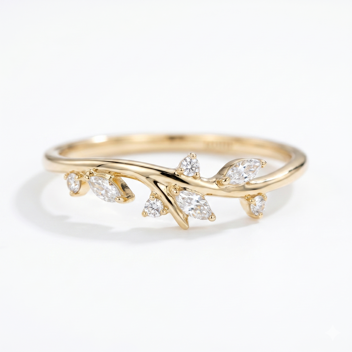 0.150ct Marquise & Round Cut Natural Diamond Curved Wedding Band