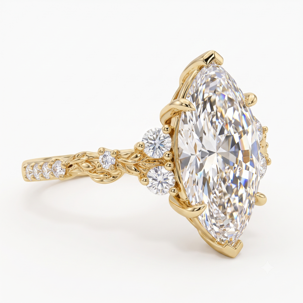 1.670ct Marquise Cut Lab Grown Diamond Floral Engagement Ring