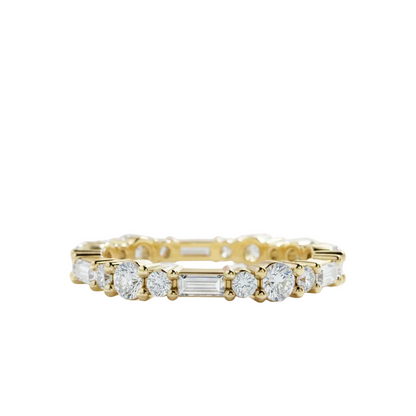 0.90 Ct Round & Baguette Lab Diamond Eternity Band – 14K Gold