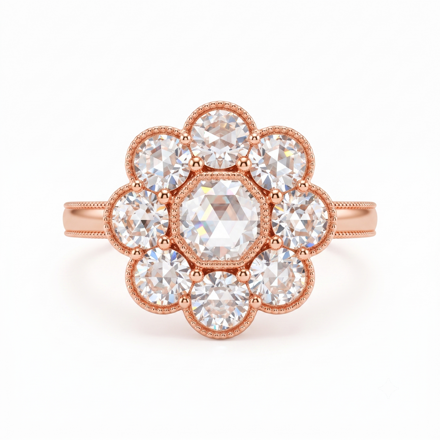 Antique 1.20 CT Round Rose Cut Lab-Grown Engagement Ring