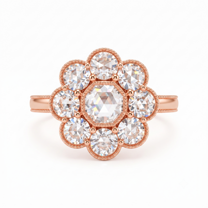 Antique 1.20 CT Round Rose Cut Lab-Grown Engagement Ring