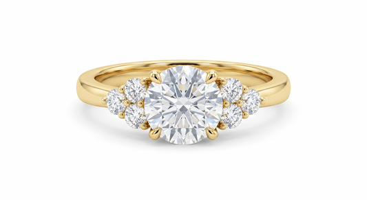 0.90 ct Round Cut Lab Grown Diamond Cluster Engagement Ring • Bridal Wedding Ring