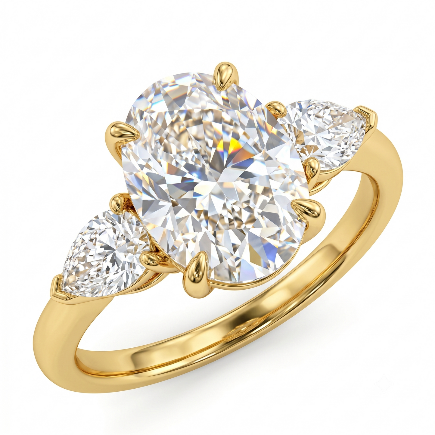 6x8mm Oval cut Natural Diamond Engagement Ring, Stacking ring