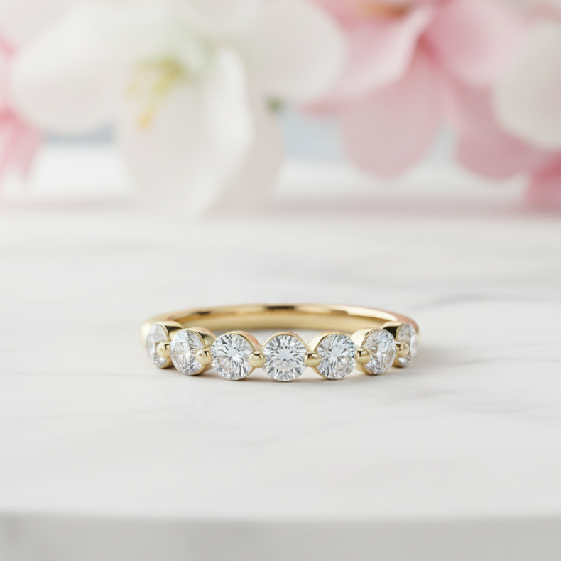 0.604 Ct Lab Grown Diamond Bubble Wedding Band
