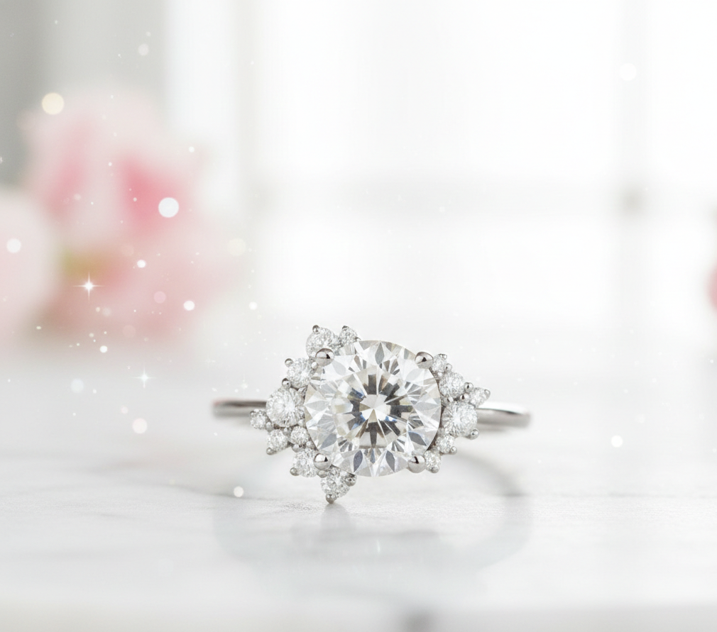 1.90 ct Round Cut Lab-Grown Diamond Halo Engagement Ring