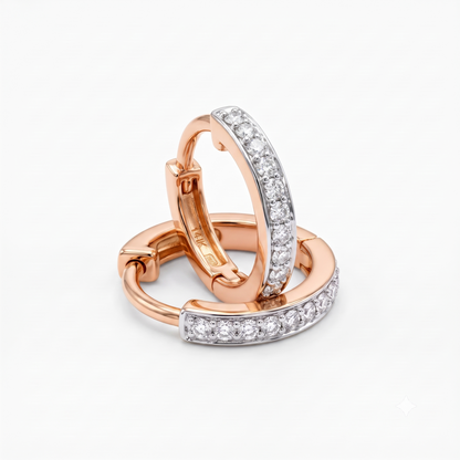 0.18 Ct Lab Grown Diamond Huggie Hoop Earrings | 14K Gold | Round Cut Diamonds