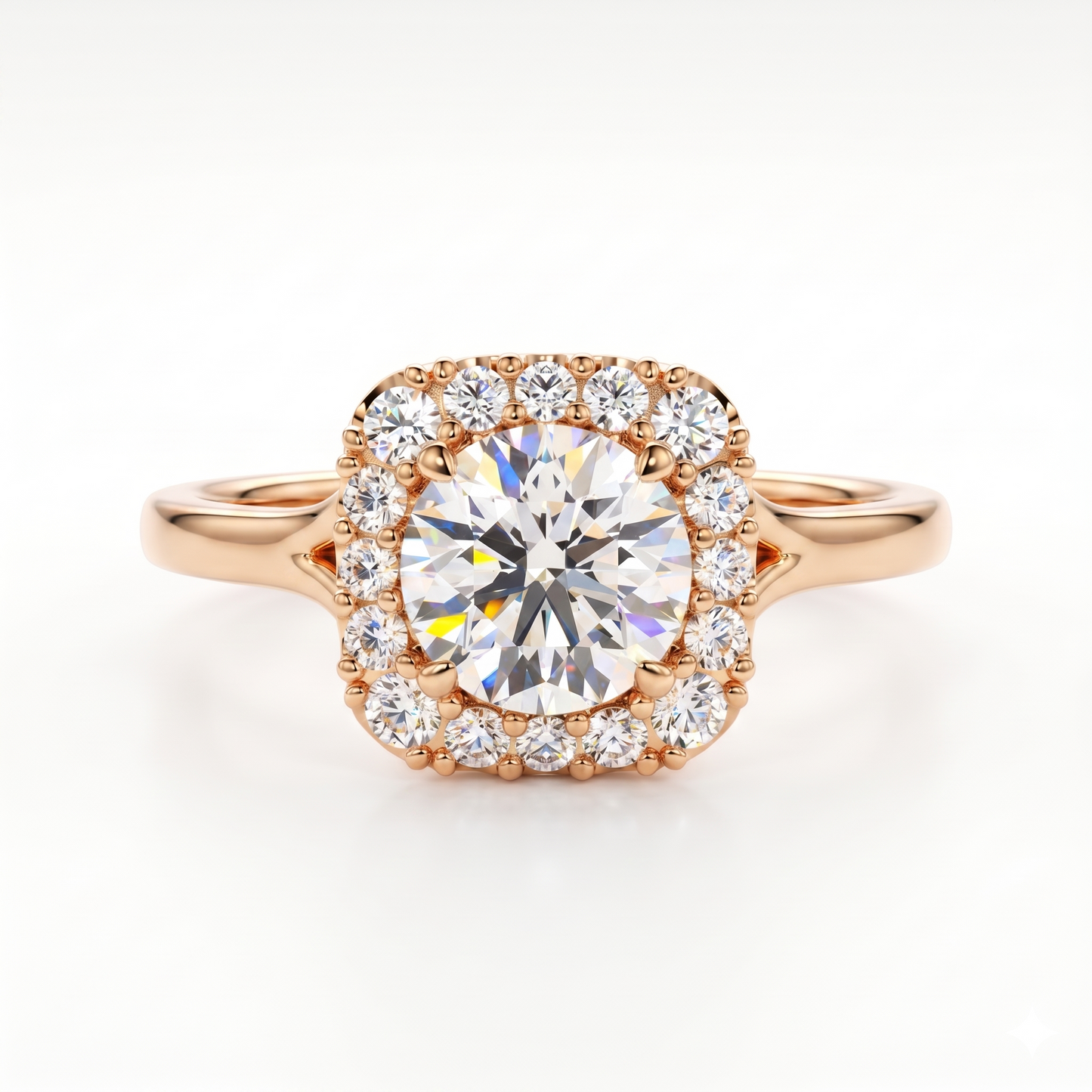 1.10 TCW Round Cut VVS1 Lab-Grown Halo Engagement Ring Solid 14K White Gold