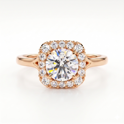 1.10 TCW Round Cut VVS1 Lab-Grown Halo Engagement Ring Solid 14K White Gold