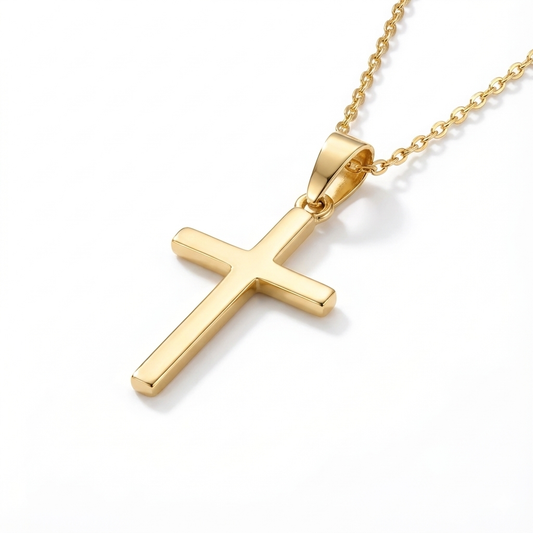 14K Gold Crucifix Necklace -  Minimalist Cross Pendant for Women
