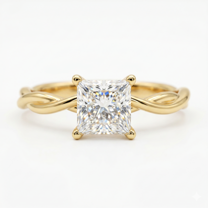 1.00Ct Princess Cut Solitaire Lab-Grown Engagement Ring