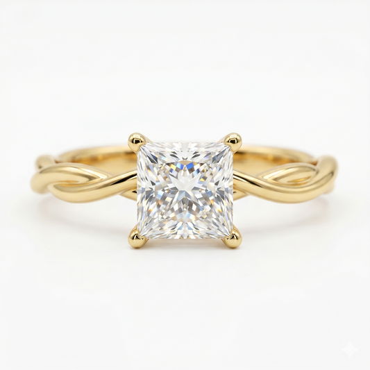 1.00Ct Princess Cut Solitaire Lab-Grown Engagement Ring