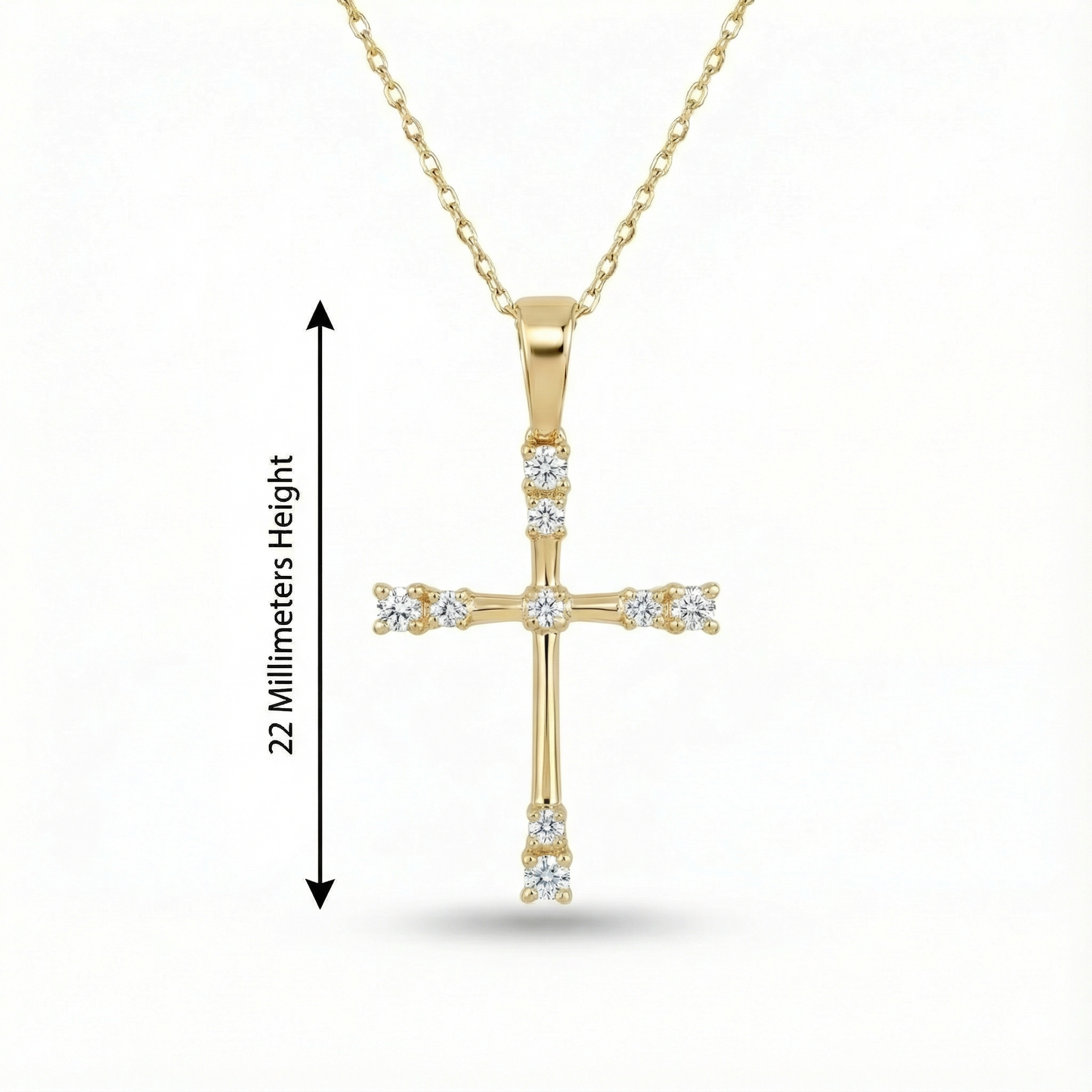 0.160 CT Moissanite Cross Necklace in 14K Gold