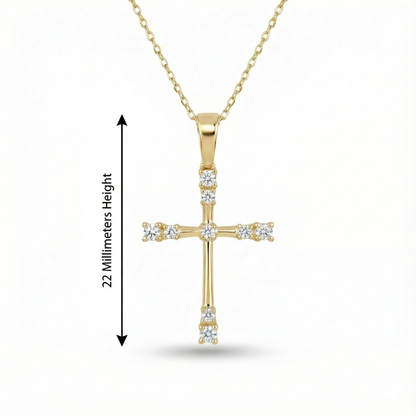 0.160 CT Lab Grown Cross Necklace in 14K Gold