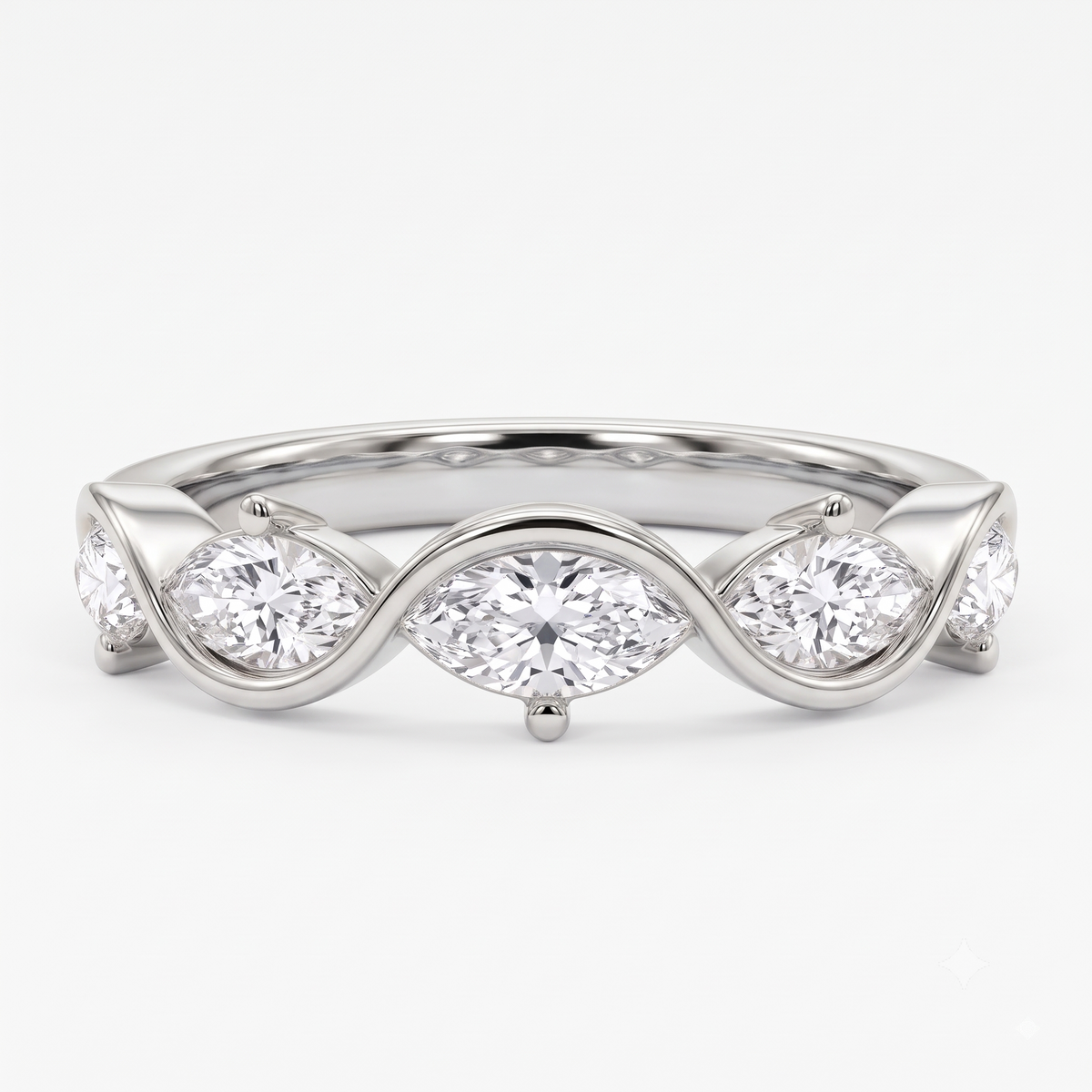 0.250 ct Marquise Cut Lab Grown Diamond Curved Band Ring