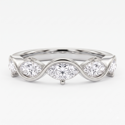 0.250 ct Marquise Cut Lab Grown Diamond Curved Band Ring