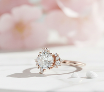 2.40 ct Round Cut Lab-Grown Diamond Halo Engagement Ring