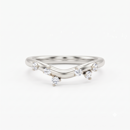 round diamond curved wedding band