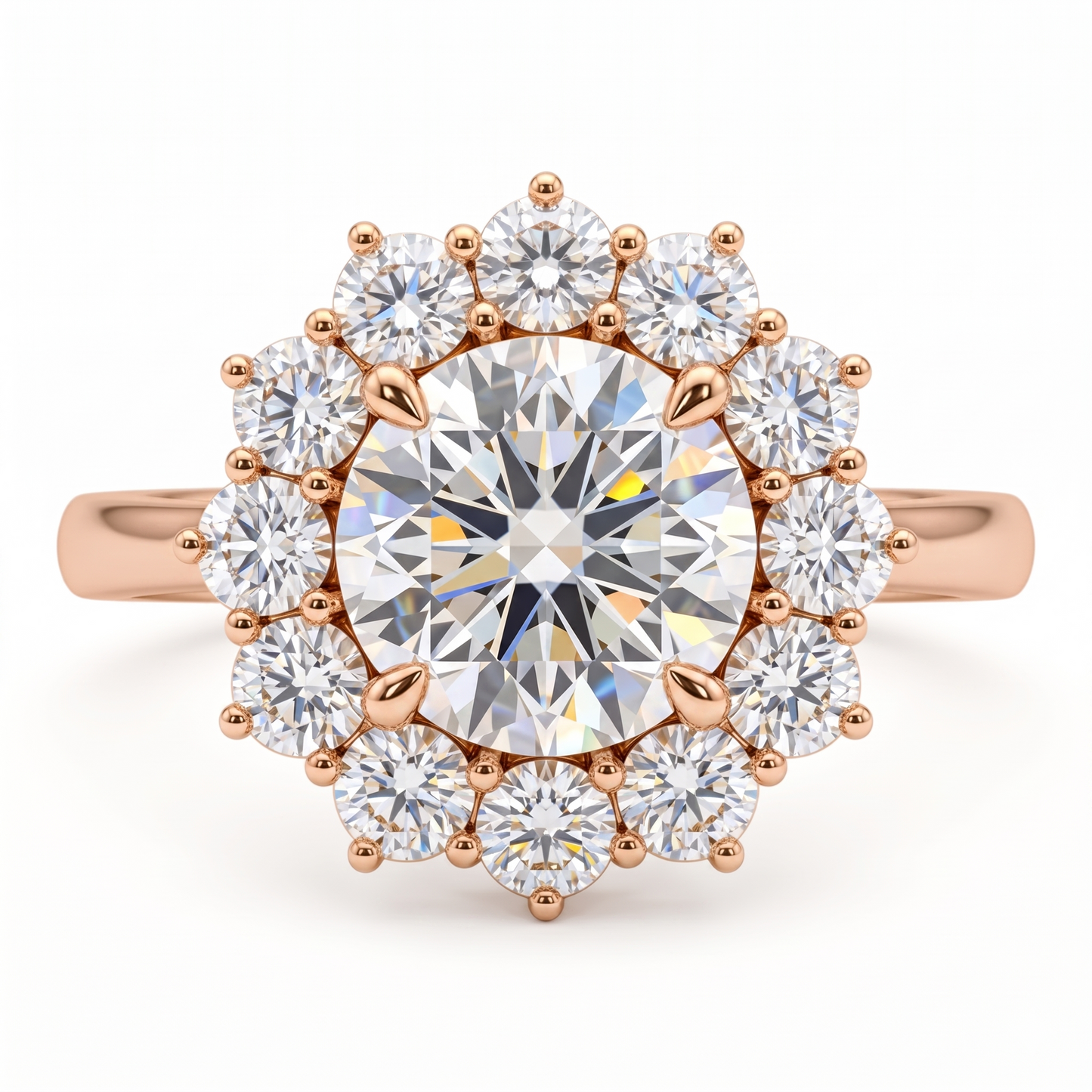 2.0CT Round Lab-Grown Diamond Halo Engagement Ring