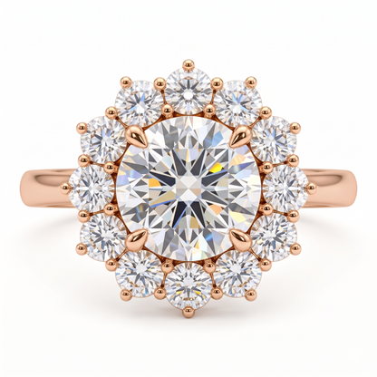 2.0CT Round Lab-Grown Diamond Halo Engagement Ring