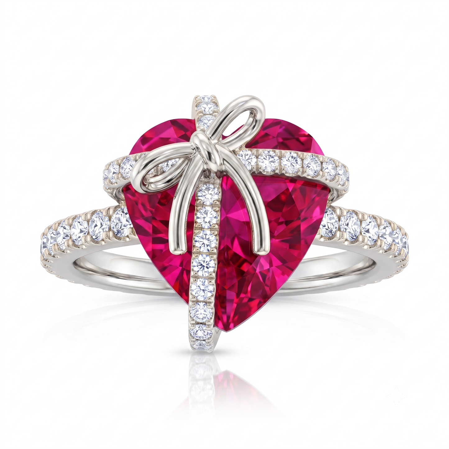 8.0mm Heart Cut Pink Sapphire Wedding Anniversary Ring