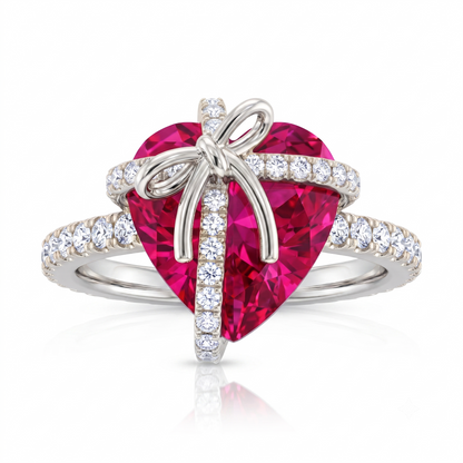 8.0mm Heart Cut Pink Sapphire Wedding Anniversary Ring