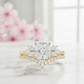 1.65 Ct Cushion Cut Diamond Bridal Set – Floral Halo Ring