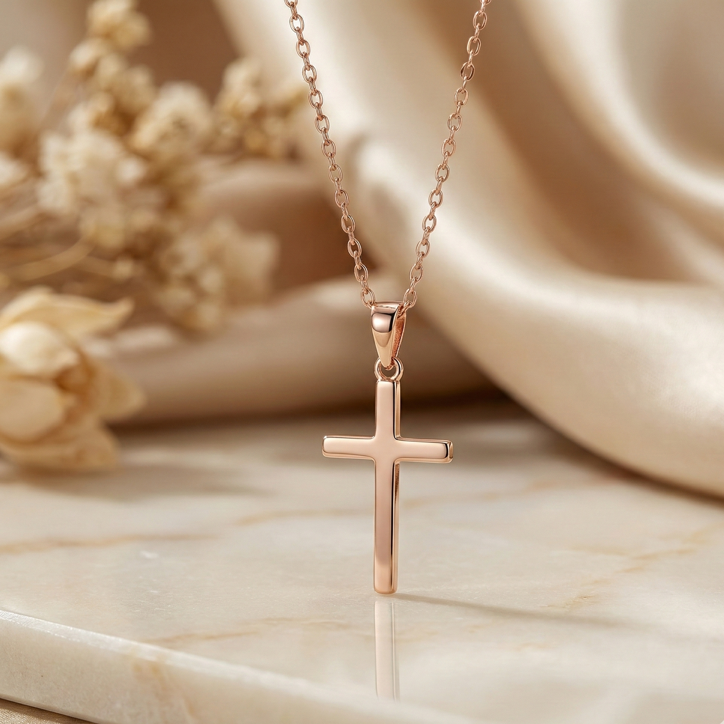 14K Gold Crucifix Necklace -  Minimalist Cross Pendant for Women