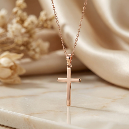 14K Gold Crucifix Necklace -  Minimalist Cross Pendant for Women