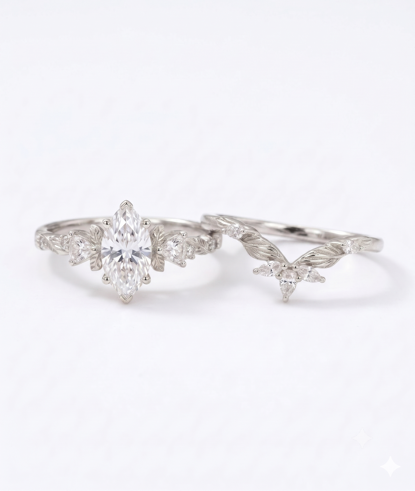 1.410CT Marquise Lab Grown Diamond Engagement Ring Set