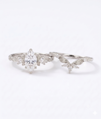 1.410CT Marquise Lab Grown Diamond Engagement Ring Set