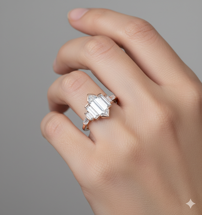 2.480 ct Hexagon Cut Lab Grown Diamond Engagement Ring