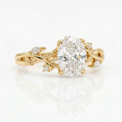 2.060 ct Oval Lab Grown Diamond Nature Inspired Vine Ring