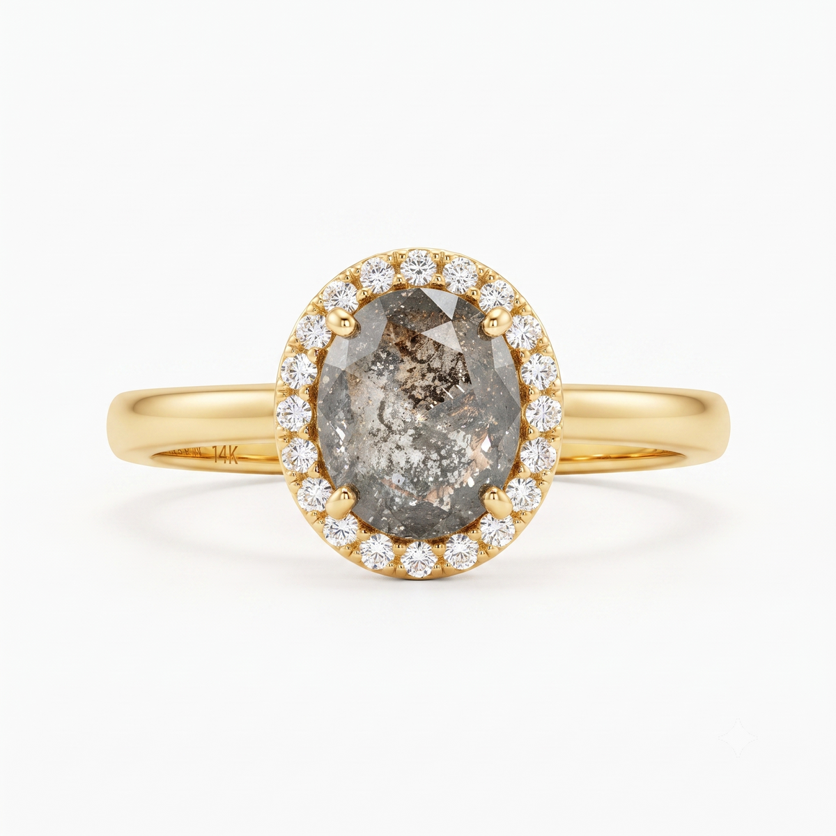 1.00ct Salt And Pepper Round Rose Cut Diamond Ring