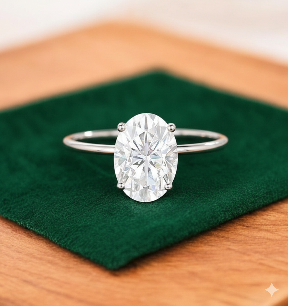 2.614 ct Oval Lab grown Diamond solitaire Engagement Ring