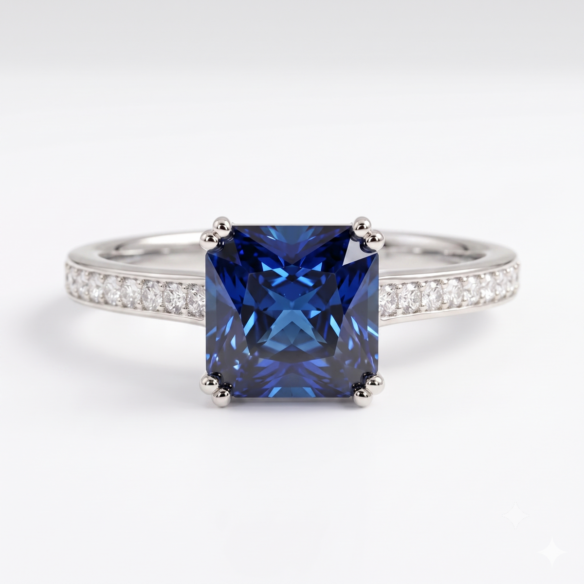 4.00ct Princess cut sapphire engagement ring