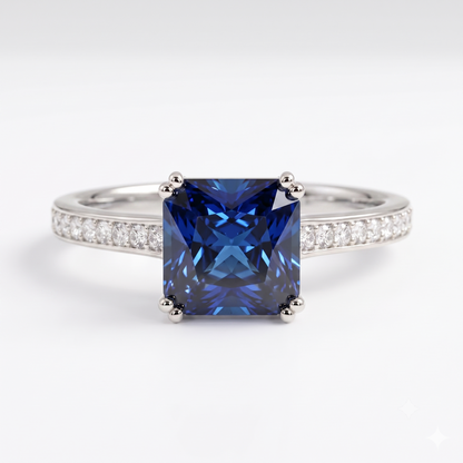 4.00ct Princess cut sapphire engagement ring