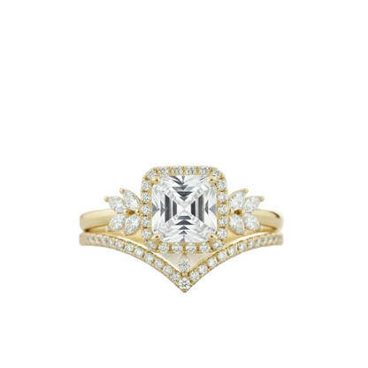 1.60 Ct Asscher Cut Lab-Grown Engagement Ring Set