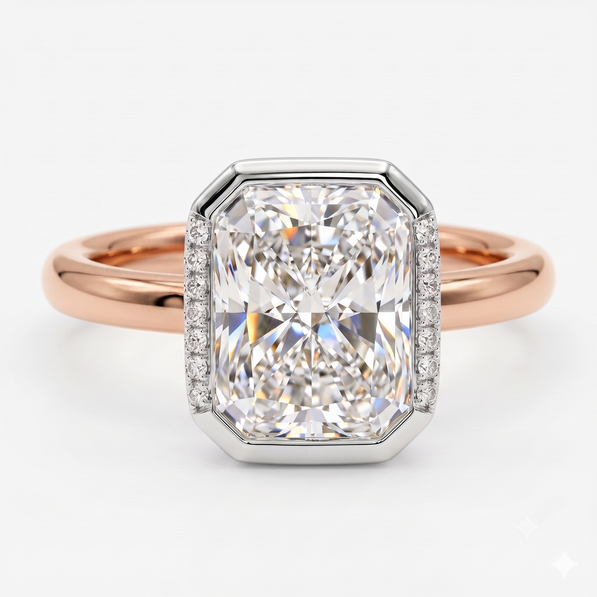 1.00ct Radiant Cut Lab Grown Diamond Modern Halo Engagement Ring