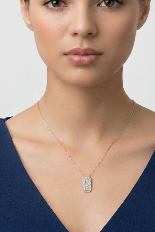 0.400 Ct Baguette Lab-Grown Diamond Pendant Necklace