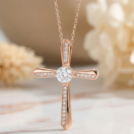 1.50Ct Cushion Lab-Grown Cross Necklace