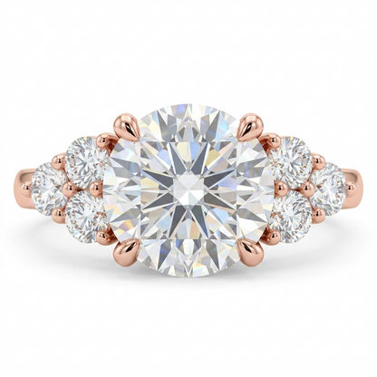 0.90 ct Round Cut Lab Grown Diamond Cluster Engagement Ring • Bridal Wedding Ring
