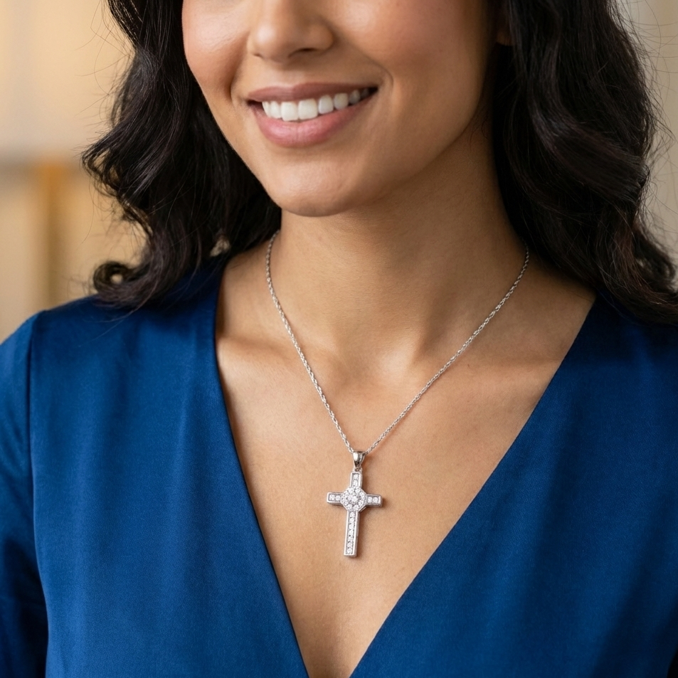 1.200ct Lab-Grown Cross Necklace