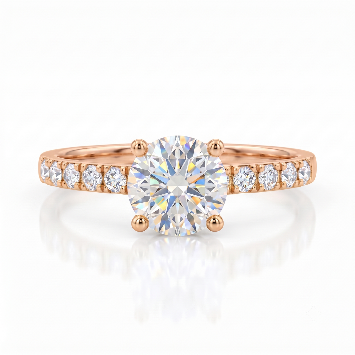 1.00 ct Vintage Round Cut Lab Grown Diamond Engagement Ring • Half Eternity Wedding Band