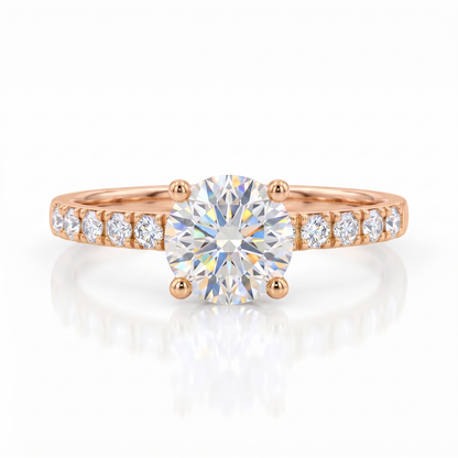 1.00 ct Vintage Round Cut Lab Grown Diamond Engagement Ring • Half Eternity Wedding Band
