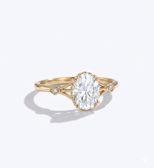1.25 ct Oval Lab Grown Diamond Engagement Ring • Vintage Art Deco Inspired Ring