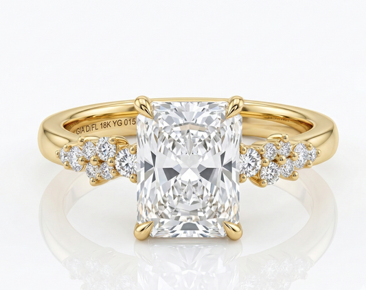 radiant cut diamond ring yellow gold​


